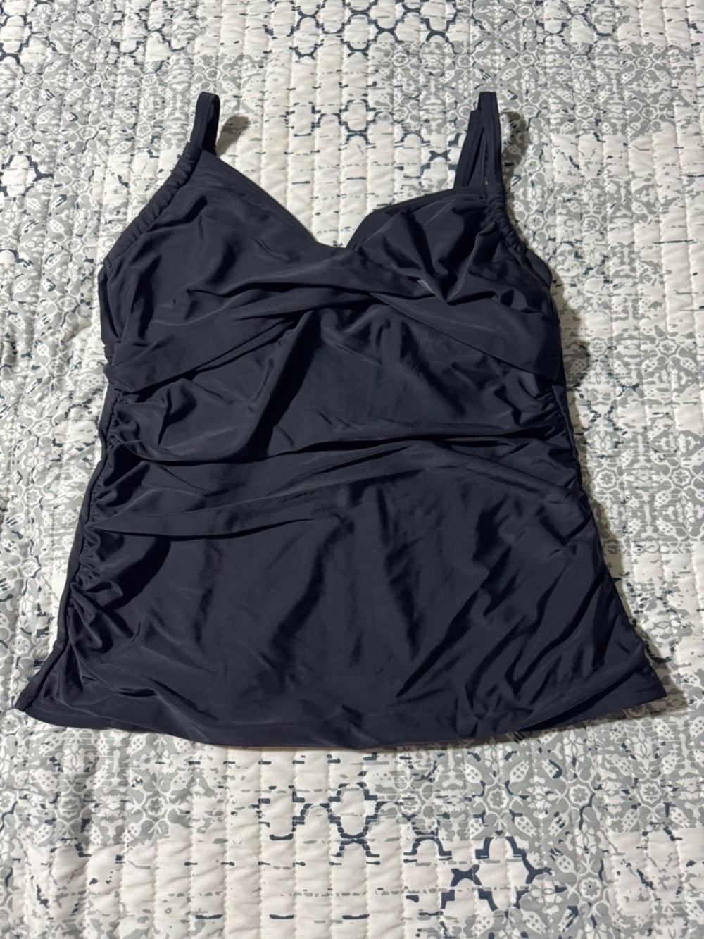 Venus Black Criss Cross Open Back Tankini Top Size 16